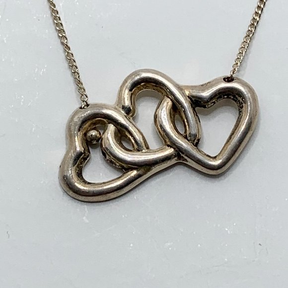 Authentic Tiffany & Co Silver 925 Triple Open Hearts Necklace - Picture 3 of 8